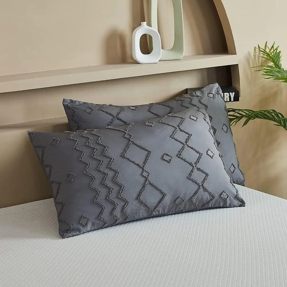 BOHO Shabby Chic Boho DUVET Bedding 3 piece Set | 100% Washed Microfiber Tufted Comforter Cover Set