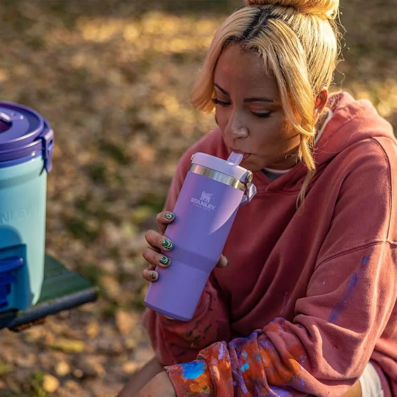 STANLEY TUMBLER ICEFLOW 30oz ORIGINAL STRAW CUP Tumbler Leopard with Straw, Lids Stainless Steel Coffee Thermos Cup Car Cofee Water Mugs Vacuum Cup