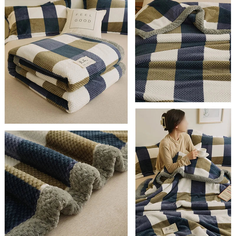 Soft Chenille Yarn Knit Blanket Machine Washable | Knitted Throw Plaid Blanket | Throw Blanket