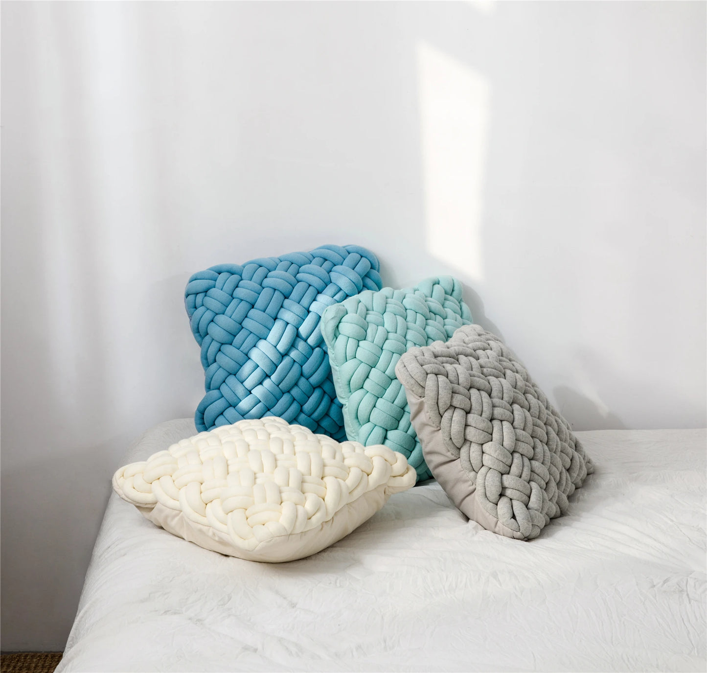 BOHO Natural Cotton Hand Made Knot Style Throw Pillows | Modern Farmhouse