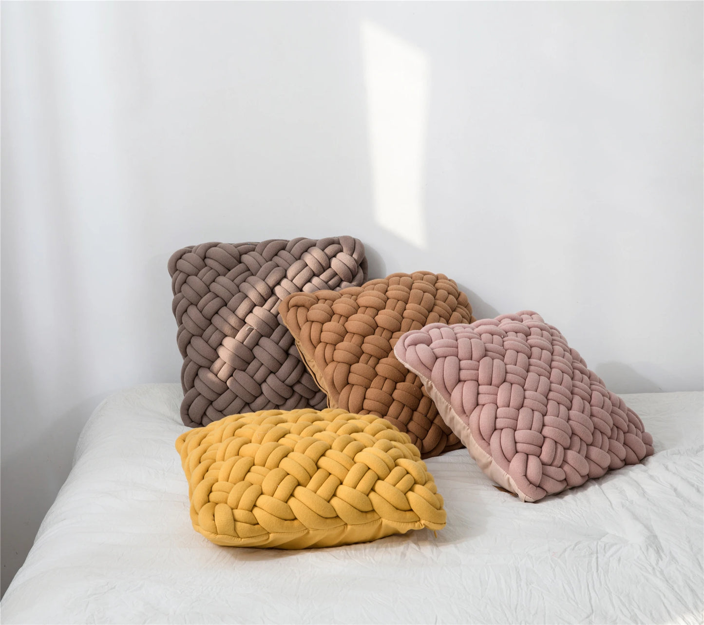 BOHO Natural Cotton Hand Made Knot Style Throw Pillows | Modern Farmhouse