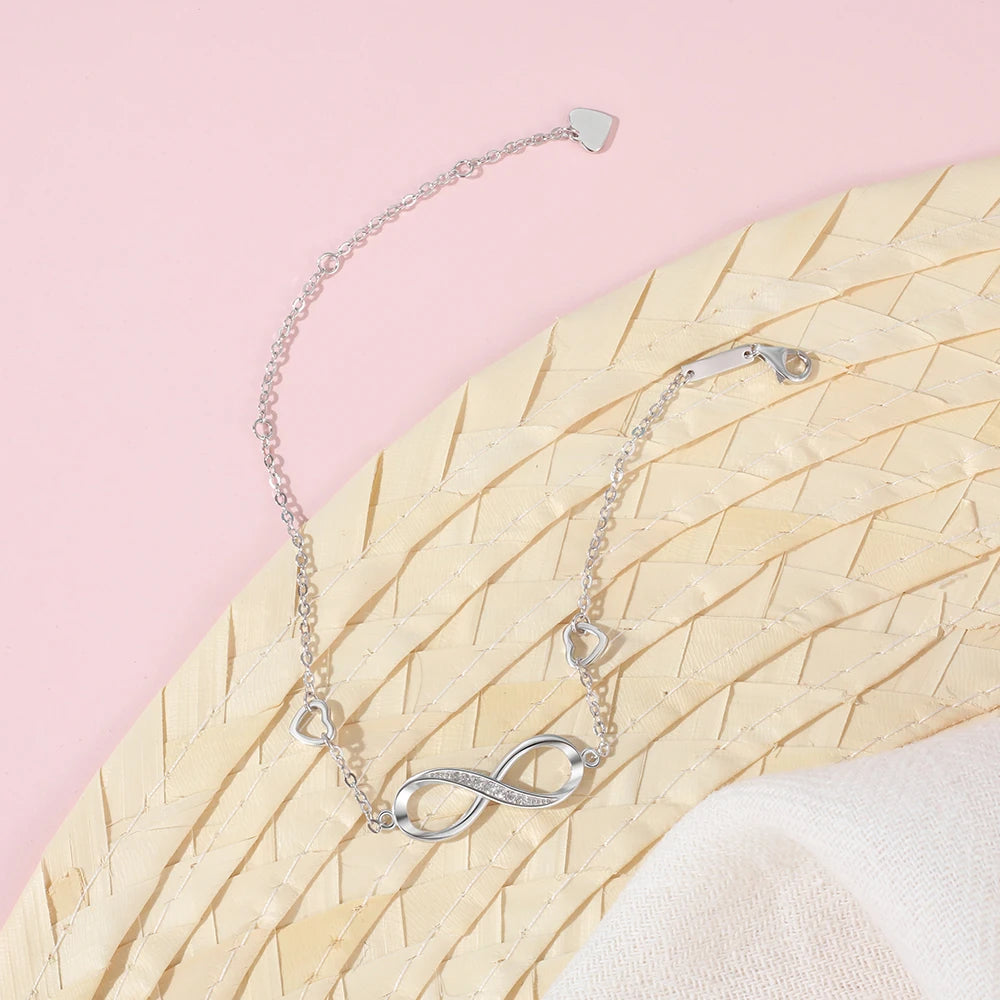 925 Sterling Silver Infinity Bracelet for Women | Adjustable Friendship Bracelets & Bangles | Wedding Gift Ideas