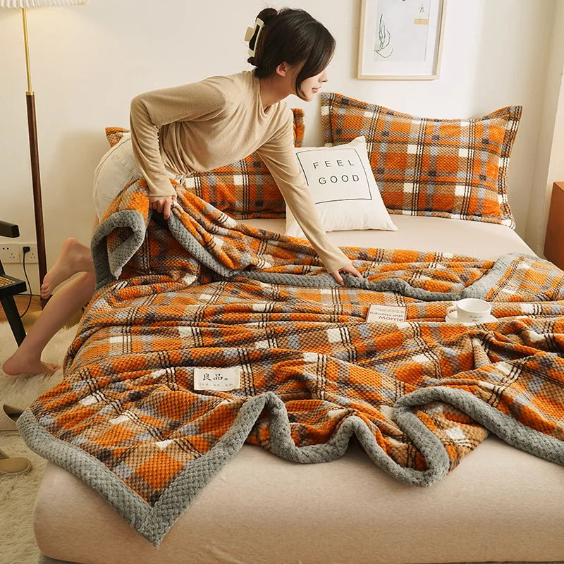 Soft Chenille Yarn Knit Blanket Machine Washable |  Knitted Throw Plaid Blanket | Throw Blanket