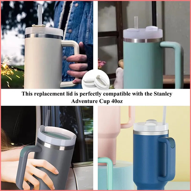 40oz Stanley Tumbler Lids in various colors compatible with MOST 40oz tumblers| For Stanley Spill Proof Splash Resistant Replacement Cover