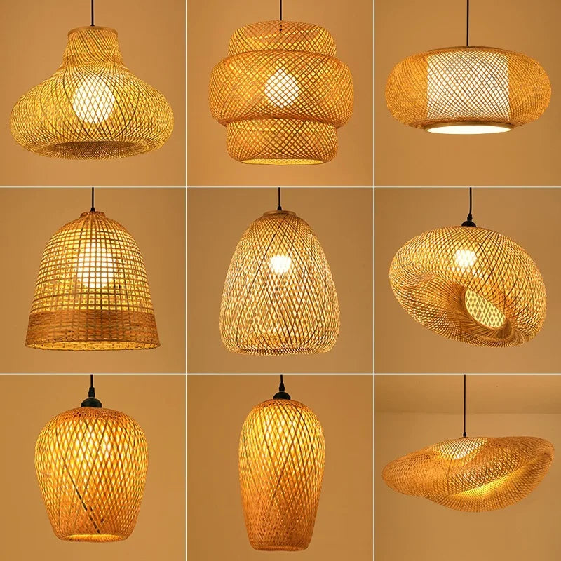 Natural Rattan Pendant Bamboo Pendant Lights & Chandeliers | BOHO lighting Decor