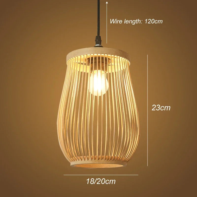 BOHO Rattan Wicker Pendant Lamp  |  Bamboo Wood Chandelier Ceiling Light Handmade